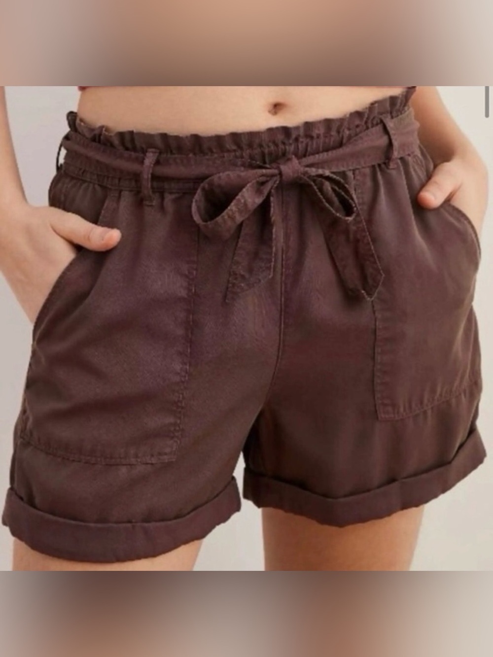 Aerie Lyocell High Waisted Elasticized Paper-bag Camp Short size sm
